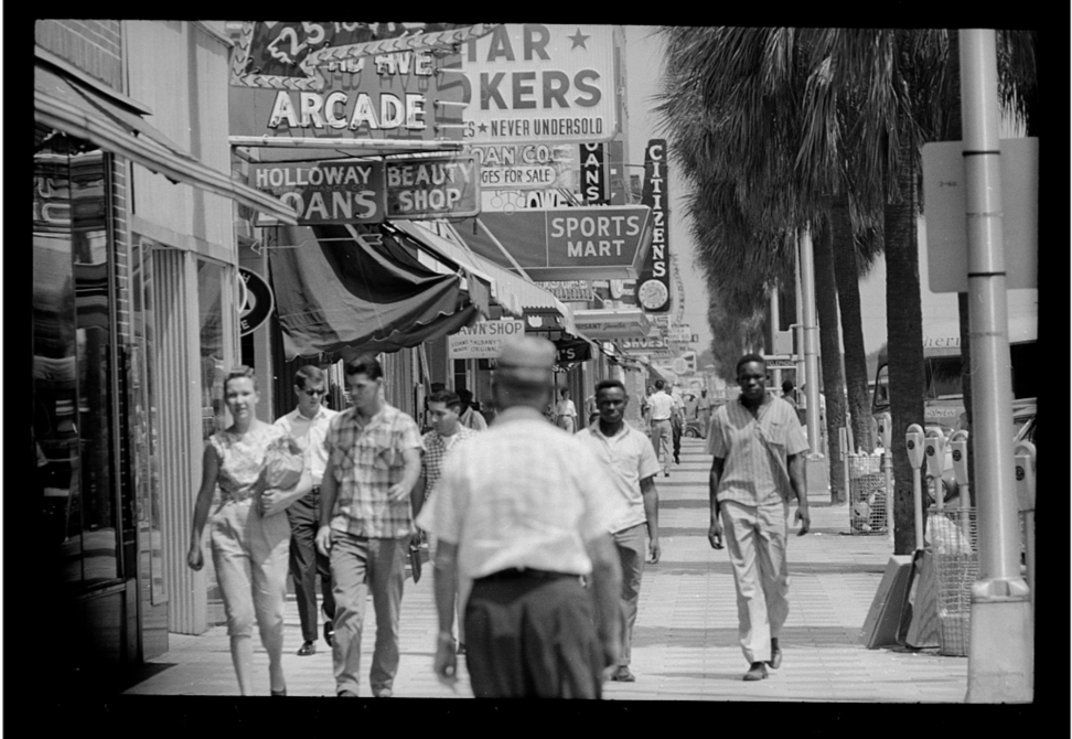 Pedestrians on a sidewalk